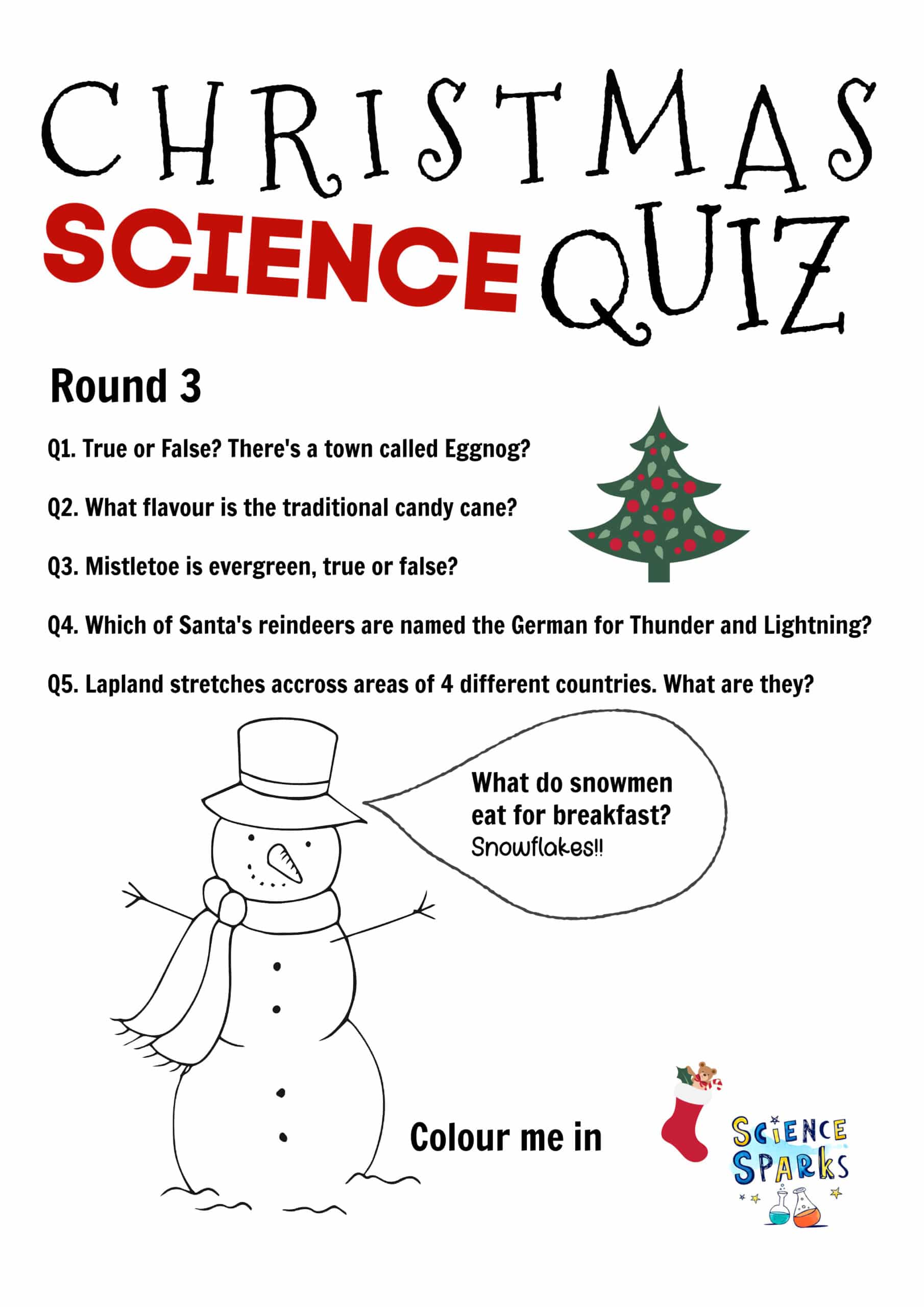 free christmas science quiz